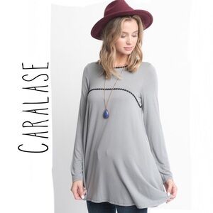CARALASE Gray Tunic Top NWT Size XL